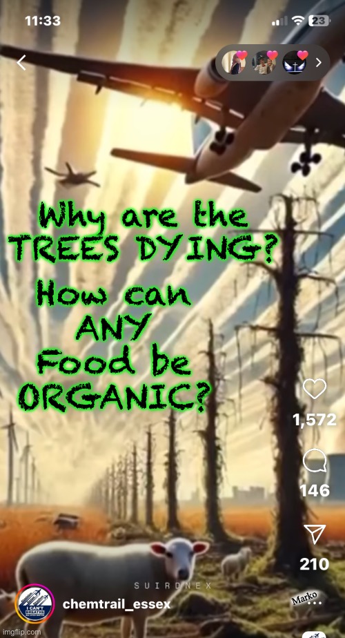 STOP Painting the Sky! | Why are the TREES DYING? How can
ANY
Food be
ORGANIC? Marko | image tagged in memes,gaslighting morons call em condensation trails,teyre poison sky painting,globalist depop operation,kissmyass lefty | made w/ Imgflip meme maker