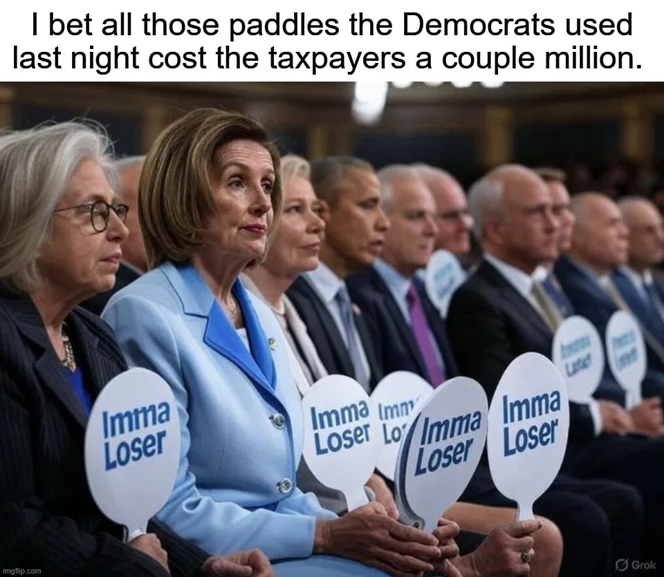 I bet all those paddles the Democrats used last night cost the taxpayers a couple million. | image tagged in stupid people be like,democrats,stupid liberals | made w/ Imgflip meme maker