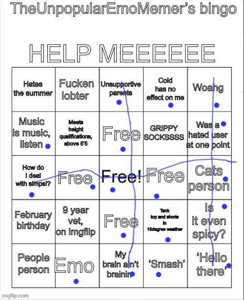 meep won | image tagged in theunpopularemomemer s bingo | made w/ Imgflip meme maker