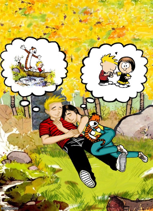 Calvin and Susie Derkins in the future… | image tagged in calvin and hobbes | made w/ Imgflip meme maker