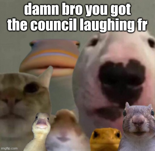The council remastered | damn bro you got the council laughing fr | image tagged in the council remastered | made w/ Imgflip meme maker