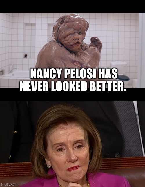 NANCY PELOSI HAS NEVER LOOKED BETTER. | image tagged in monstro elisasue,nancy pelosi,politics,political meme | made w/ Imgflip meme maker