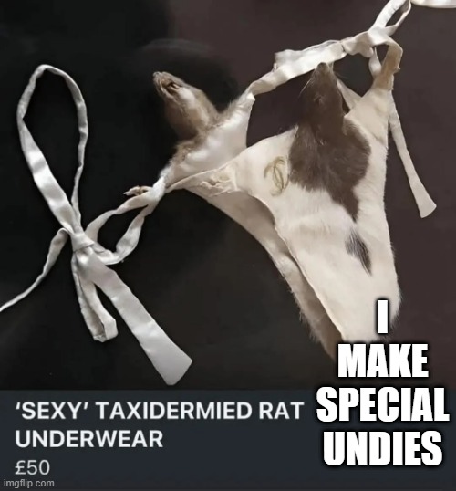 Special Undies | I MAKE SPECIAL UNDIES | image tagged in cursed image | made w/ Imgflip meme maker