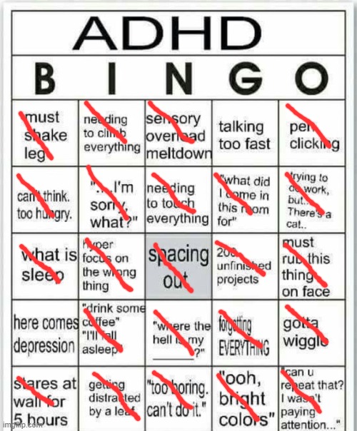 ooo a wall | image tagged in adhd bingo,adhd,distraction,distracted | made w/ Imgflip meme maker