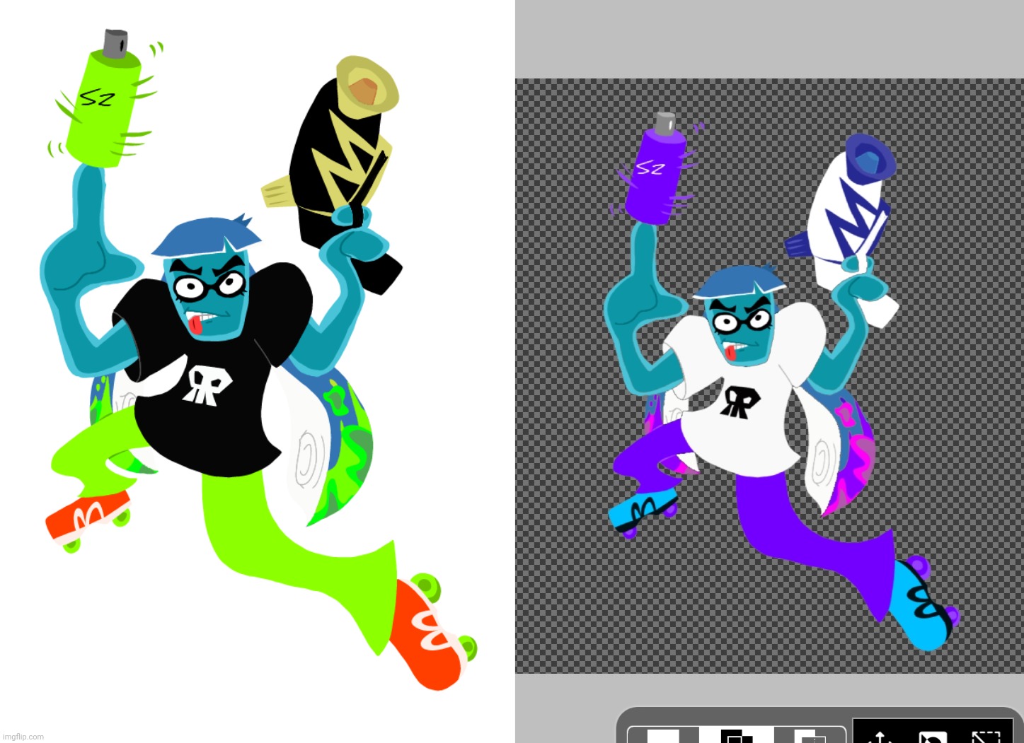 I inverted her outfit is it ass or nah | image tagged in skatez squidzy official image | made w/ Imgflip meme maker