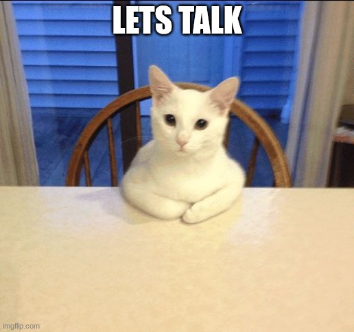 sit down human | LETS TALK | image tagged in sit down human | made w/ Imgflip meme maker