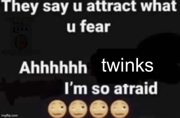 They say you attract what you fear | twinks | image tagged in they say you attract what you fear | made w/ Imgflip meme maker