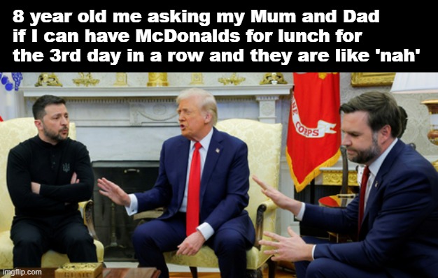 8 year old me asking my Mum and Dad if I can have McDonalds for lunch for the 3rd day in a row and they are like 'nah' | made w/ Imgflip meme maker