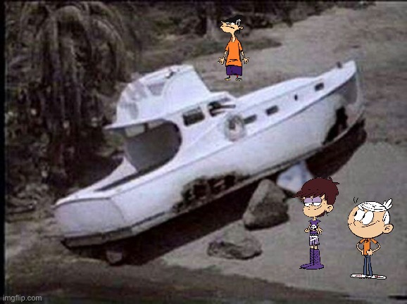 Gilligan's Island (Cartoon Crossover) version 2 | image tagged in gilligan s island boat,gilligan's island,nickelodeon,lincoln loud,ed edd n eddy,the loud house | made w/ Imgflip meme maker