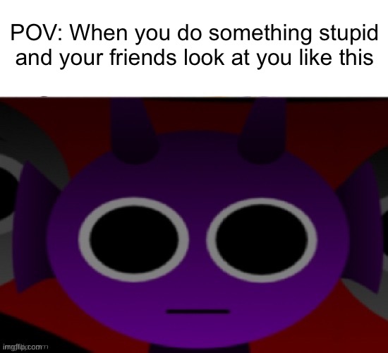 Real lol | POV: When you do something stupid and your friends look at you like this | image tagged in durple stare at you without text | made w/ Imgflip meme maker