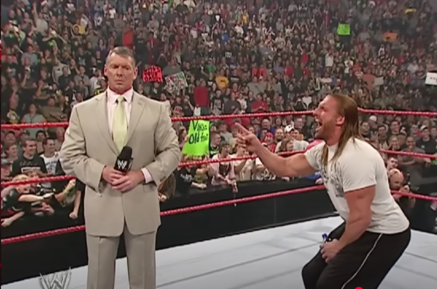 High Quality Triple H laughing at Vince McMahon Blank Meme Template