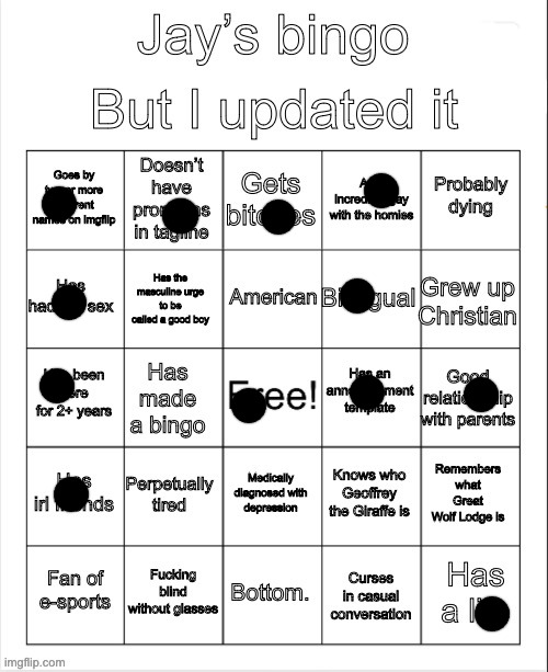 Jay’s bingo | image tagged in jay s bingo | made w/ Imgflip meme maker