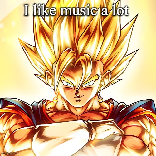 Vegito stanced tf up | I like music a lot | image tagged in vegito stanced tf up | made w/ Imgflip meme maker