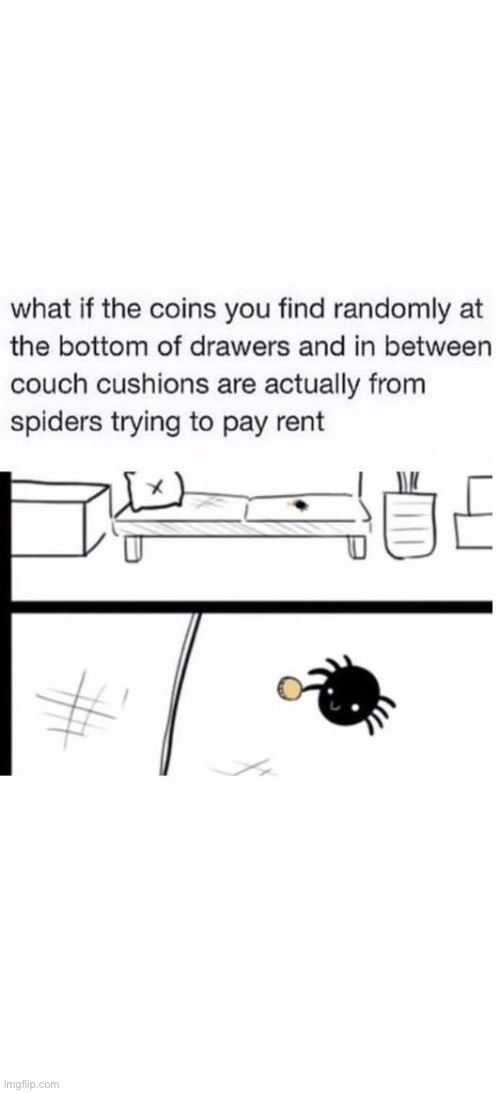 Spooder | image tagged in spooderman,rent,spiders,coins | made w/ Imgflip meme maker