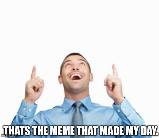 Man Pointing Up | THATS THE MEME THAT MADE MY DAY. | image tagged in up there,memes,man pointing up | made w/ Imgflip meme maker