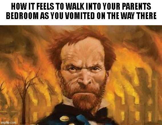 my fellow infants can relate ! | HOW IT FEELS TO WALK INTO YOUR PARENTS BEDROOM AS YOU VOMITED ON THE WAY THERE | made w/ Imgflip meme maker