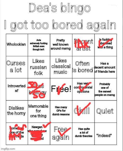 I did the bingooo!!! ദ്ദി(˵ •̀ ᴗ - ˵ ) ✧ | image tagged in dea's bingo | made w/ Imgflip meme maker