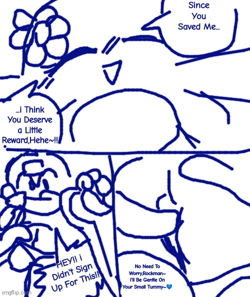 Rockman Murasaki Page 2 | Since You Saved Me... ...i Think You Deserve a Little Reward,Hehe~!! HEY!! i Didn't Sign Up For This!! No Need To Worry,Rockman~
i'll Be Gentle On Your Small Tummy~💙 | image tagged in megaman,rockman murasaki,squiggles,tummy rub,squishmallow | made w/ Imgflip meme maker