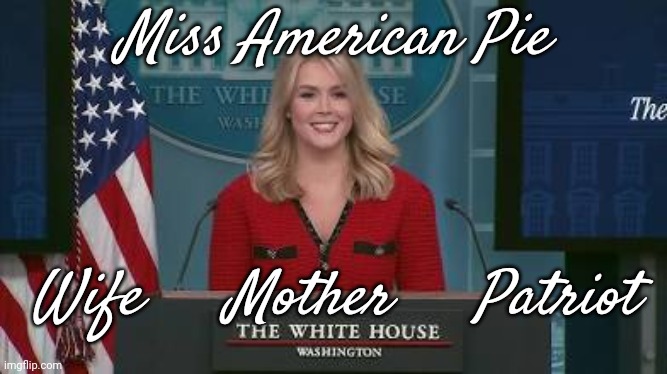 The Day The Music's Revived | Miss American Pie; Wife     Mother     Patriot | image tagged in karoline leavitt,white house,press secretary,president trump,trump administration,american politics | made w/ Imgflip meme maker