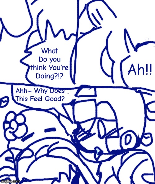 RockMan Murasaki Page 3 | Ah!! What Do you think You're Doing?!? Ahh~ Why Does This Feel Good? | image tagged in tummy rub,rockman murasaki,megaman,squiggles,squishmallow | made w/ Imgflip meme maker