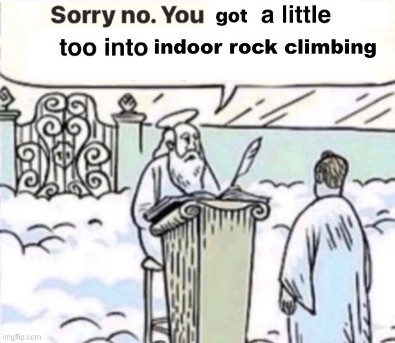 hi chat | indoor rock climbing | image tagged in you got a little too into x | made w/ Imgflip meme maker