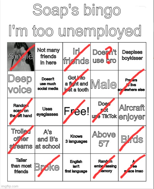 Soap's bingo | image tagged in soap's bingo | made w/ Imgflip meme maker