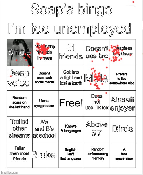 Soap's bingo | image tagged in soap's bingo | made w/ Imgflip meme maker