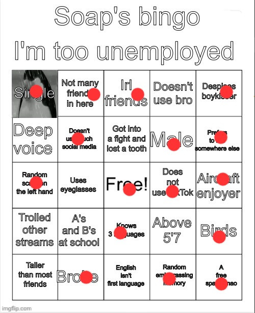 Soap's bingo | image tagged in soap's bingo | made w/ Imgflip meme maker