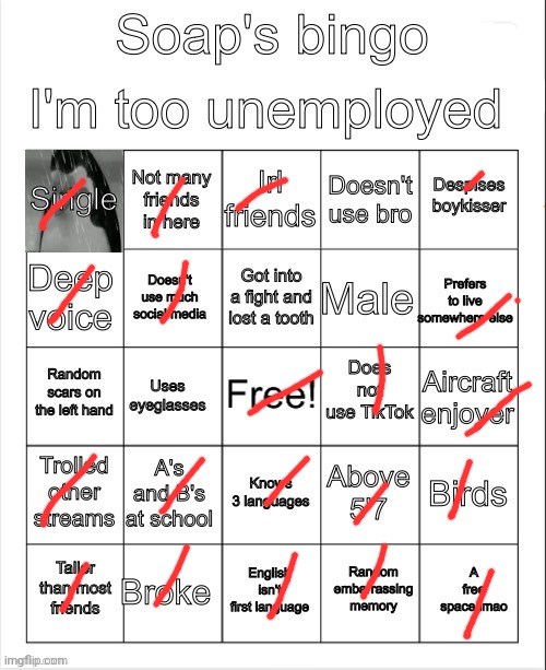 Soap's bingo | image tagged in soap's bingo | made w/ Imgflip meme maker