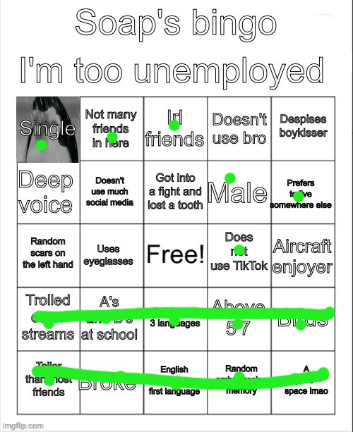 Soap's bingo | image tagged in soap's bingo | made w/ Imgflip meme maker