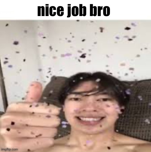 Good for you bro (Iraqi_Randomizer temp) | nice job bro | image tagged in good for you bro iraqi_randomizer temp | made w/ Imgflip meme maker