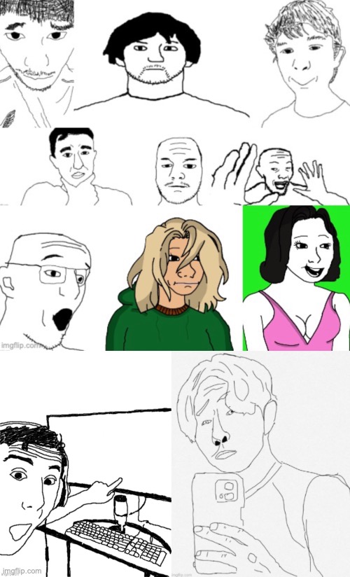 An MSMG user idk the name of (bottom right) was added to the wojak collection | image tagged in obiwonjak pointing at blank computer screen | made w/ Imgflip meme maker