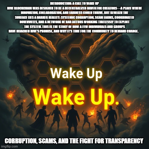 INTRODUCTION: A CALL TO WAKE UP
HIVE BLOCKCHAIN WAS DESIGNED TO BE A DECENTRALIZED HAVEN FOR CREATORS—A PLACE WHERE INNOVATION, COLLABORATION, AND FAIRNESS COULD THRIVE. BUT BENEATH THE SURFACE LIES A DARKER REALITY: SYSTEMIC CORRUPTION, SCAM FARMS, COORDINATED DOWNVOTES, AND A NETWORK OF BAD ACTORS WORKING TIRELESSLY TO EXPLOIT THE SYSTEM. THIS IS THE STORY OF HOW A FEW INDIVIDUALS AND GROUPS HAVE HIJACKED HIVE’S PROMISE, AND WHY IT’S TIME FOR THE COMMUNITY TO DEMAND CHANGE. CORRUPTION, SCAMS, AND THE FIGHT FOR TRANSPARENCY | made w/ Imgflip meme maker