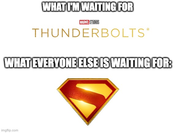 What I'm waiting for...And what everyone else is waiting for | WHAT I'M WAITING FOR; WHAT EVERYONE ELSE IS WAITING FOR: | image tagged in blank white template | made w/ Imgflip meme maker