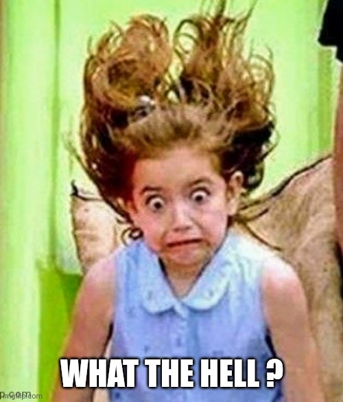 Monday face | WHAT THE HELL ? | image tagged in monday face | made w/ Imgflip meme maker