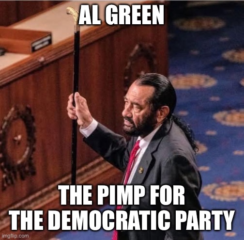 Al Green is a…. | AL GREEN; THE PIMP FOR THE DEMOCRATIC PARTY | image tagged in al green is a,al green,pimp,democrats,democratic party,wtf | made w/ Imgflip meme maker