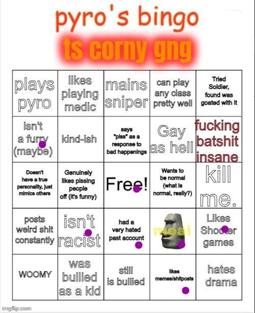 Pyro's bingo | image tagged in pyro's bingo | made w/ Imgflip meme maker