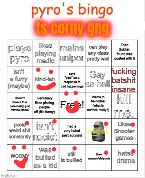 Pyro's bingo | image tagged in pyro's bingo | made w/ Imgflip meme maker