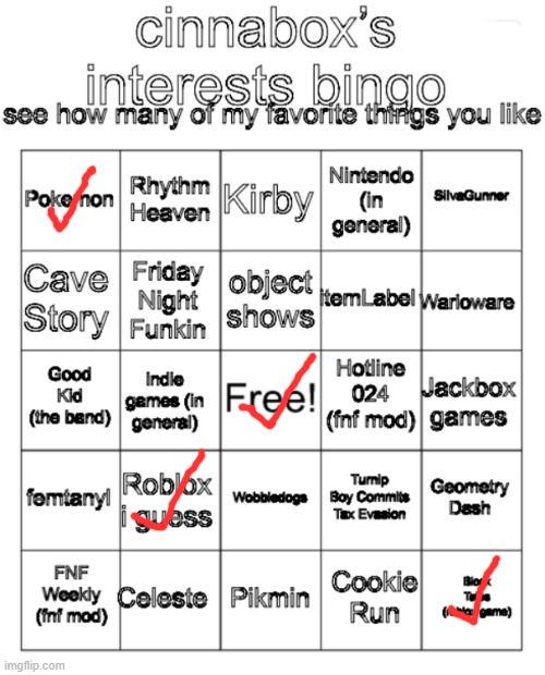 e i cant relate | image tagged in cinnabox s interests bingo | made w/ Imgflip meme maker