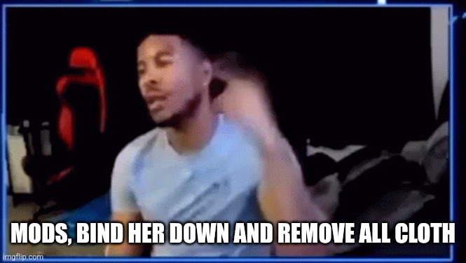 Mods ban him | MODS, BIND HER DOWN AND REMOVE ALL CLOTH | image tagged in mods ban him | made w/ Imgflip meme maker