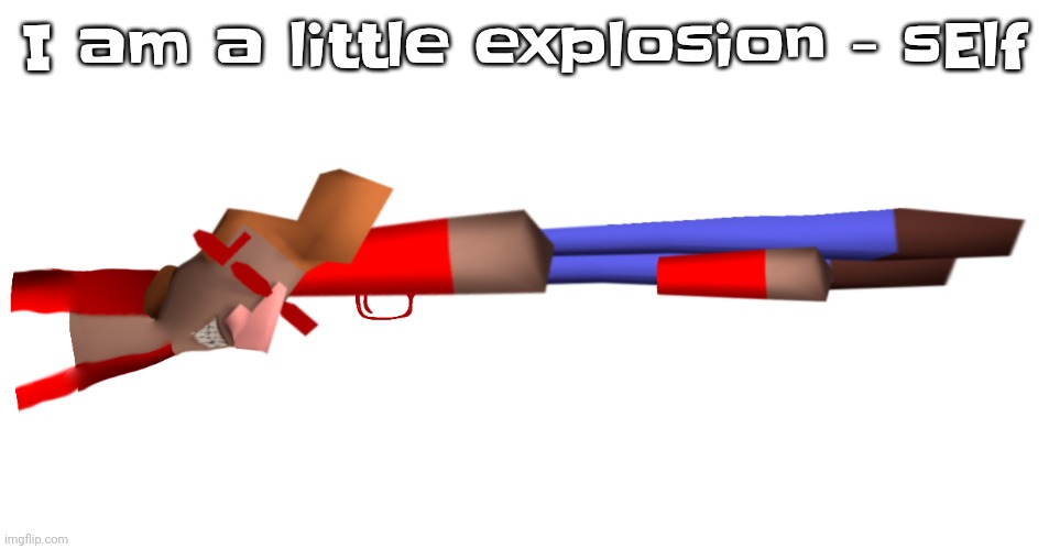 Good song tbh | I am a little explosion - sElf | image tagged in shotgun | made w/ Imgflip meme maker