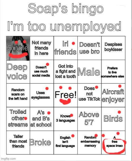 Soap's bingo | image tagged in soap's bingo | made w/ Imgflip meme maker