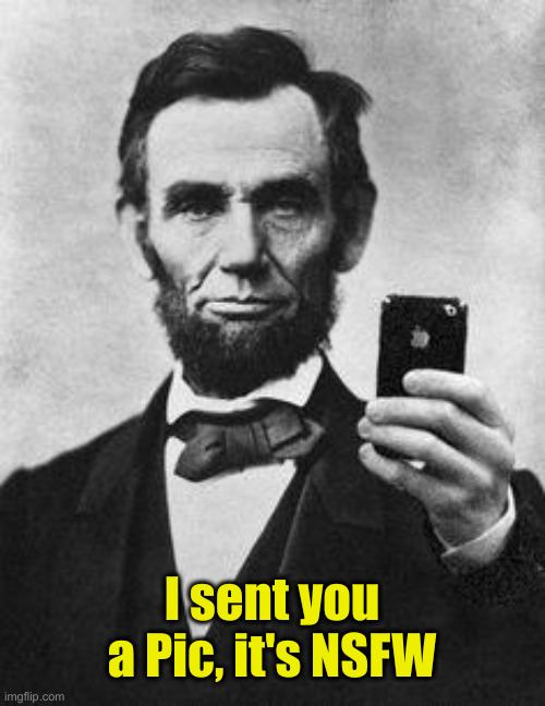 Will They Revert To This At Some Point ? | I sent you a Pic, it's NSFW | image tagged in lincoln selfie,politics,political meme,funny memes,funny | made w/ Imgflip meme maker