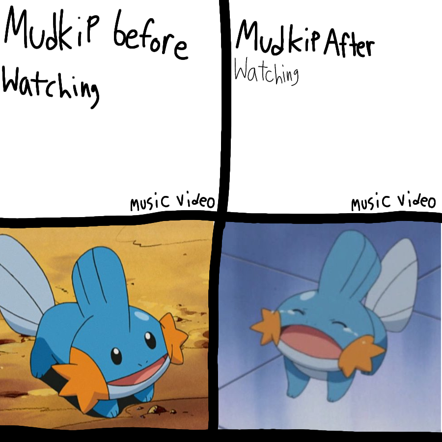 Mudkip watching music videos Blank Meme Template