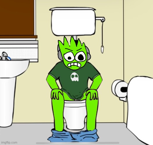 Stupid edgy Green bean looking ahh on toilet | image tagged in super lime,toilet,push,drawing,oh wow are you actually reading these tags,angry | made w/ Imgflip meme maker