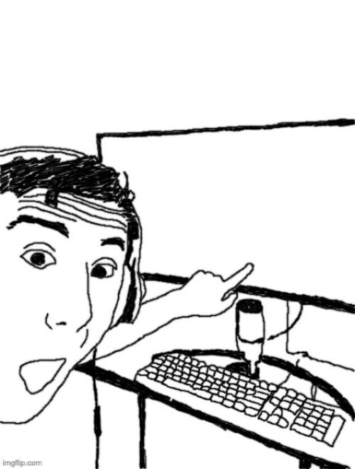 Use this template | image tagged in obiwonjak pointing at blank computer screen | made w/ Imgflip meme maker