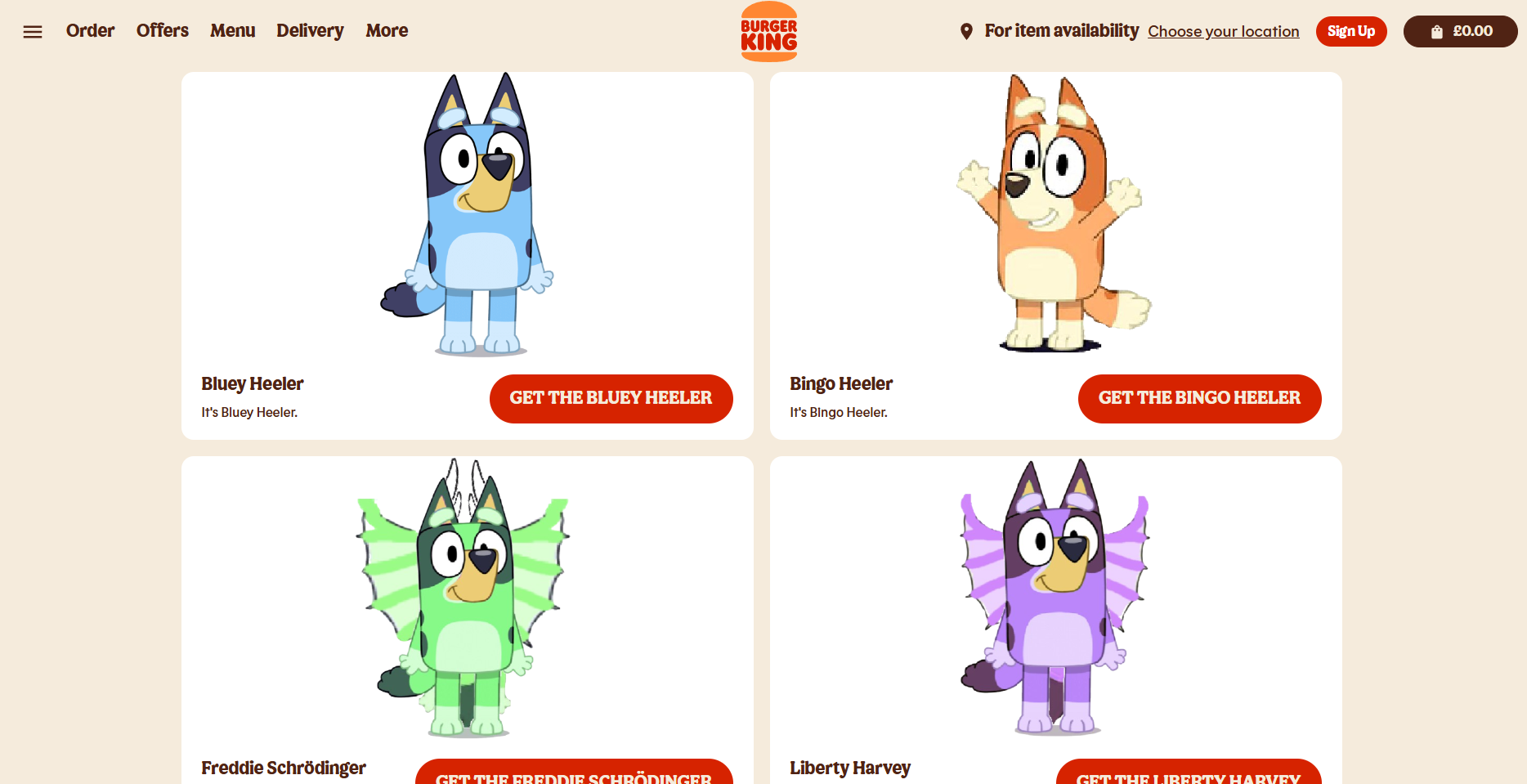 oh look a bluey on Burger King Blank Meme Template