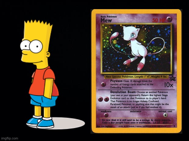 Bart Holo Mew | image tagged in the simpsons,bart simpson,pokemon,mew,visual pun,meme | made w/ Imgflip meme maker