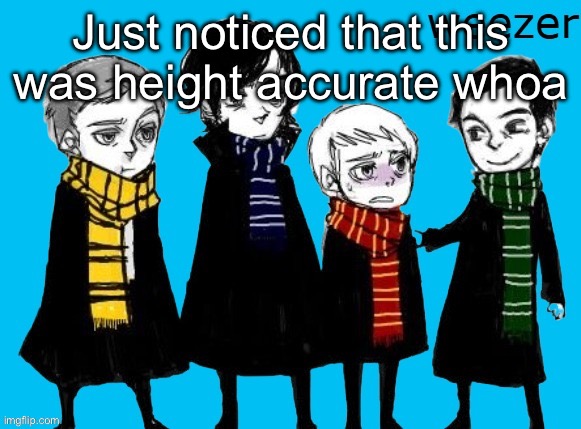Lestrade: 5'7, Sherlock: 6'0, John: 5'6, Jim: 5'8 | Just noticed that this was height accurate whoa | image tagged in sherlock weezer | made w/ Imgflip meme maker