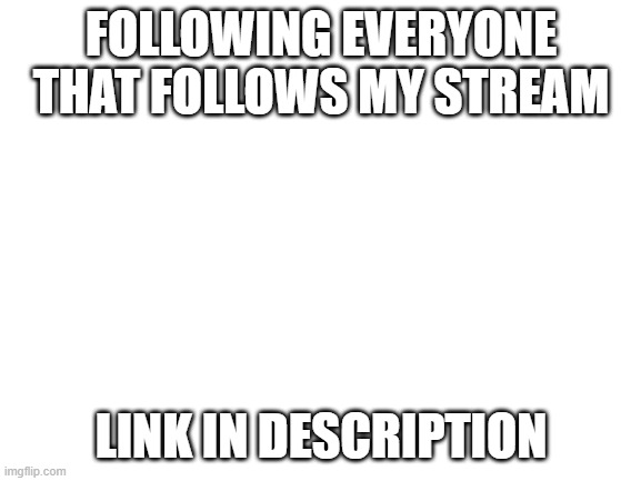Blank White Template | FOLLOWING EVERYONE THAT FOLLOWS MY STREAM; LINK IN DESCRIPTION | made w/ Imgflip meme maker